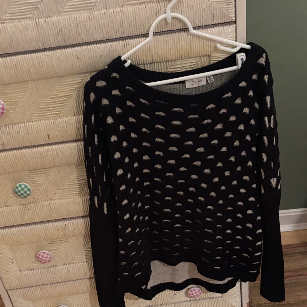 RD Style Black Open-Knit Women's Sweater